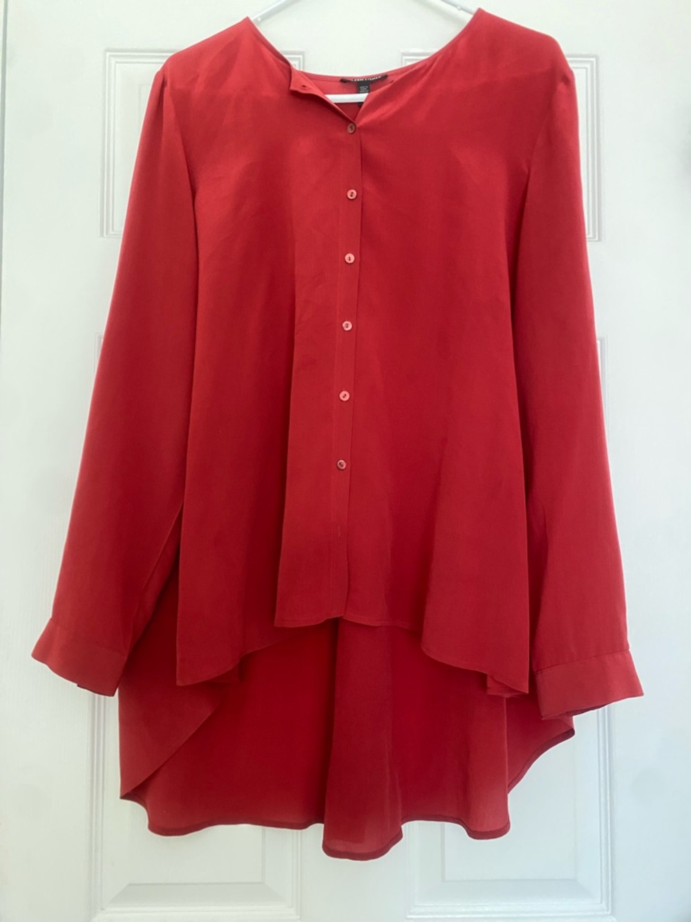 Eileen Fisher Button-Front Blouse Tunic 100% Silk M